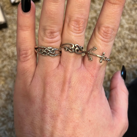 Jewelry - Sterling silver rings size 9 - anchor, swirl solid sterling
